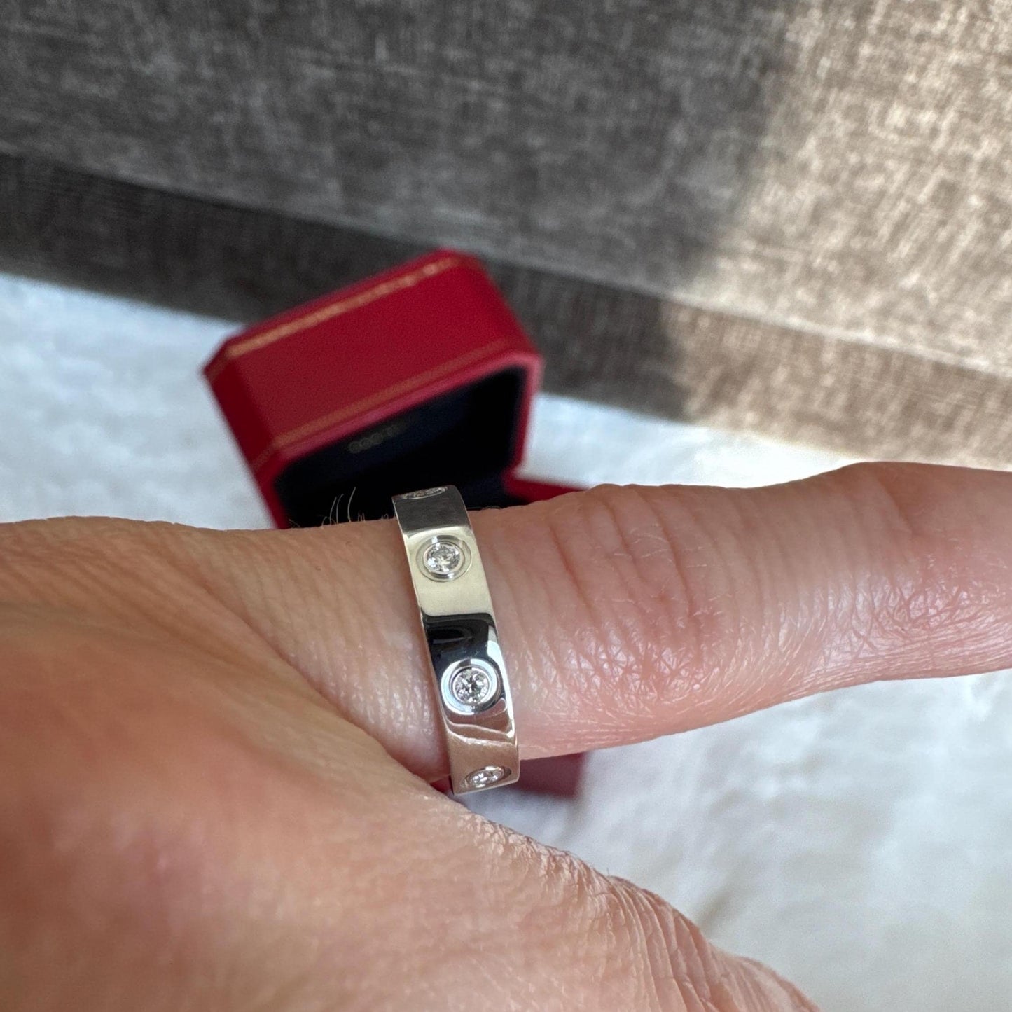 Authentic Cartier 18k White Gold 8 Diamond Love Ring