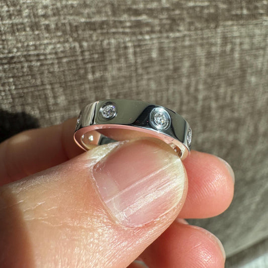 Authentic Cartier 18k White Gold 8 Diamond Love Ring