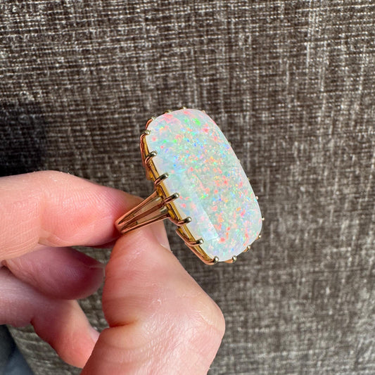GIA Certified 24ct Opal Ring | Vintage 14k Gold Statement Jewelry