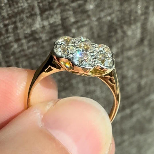 1920's Antique Edwardian Natural Diamond Flower Ring
