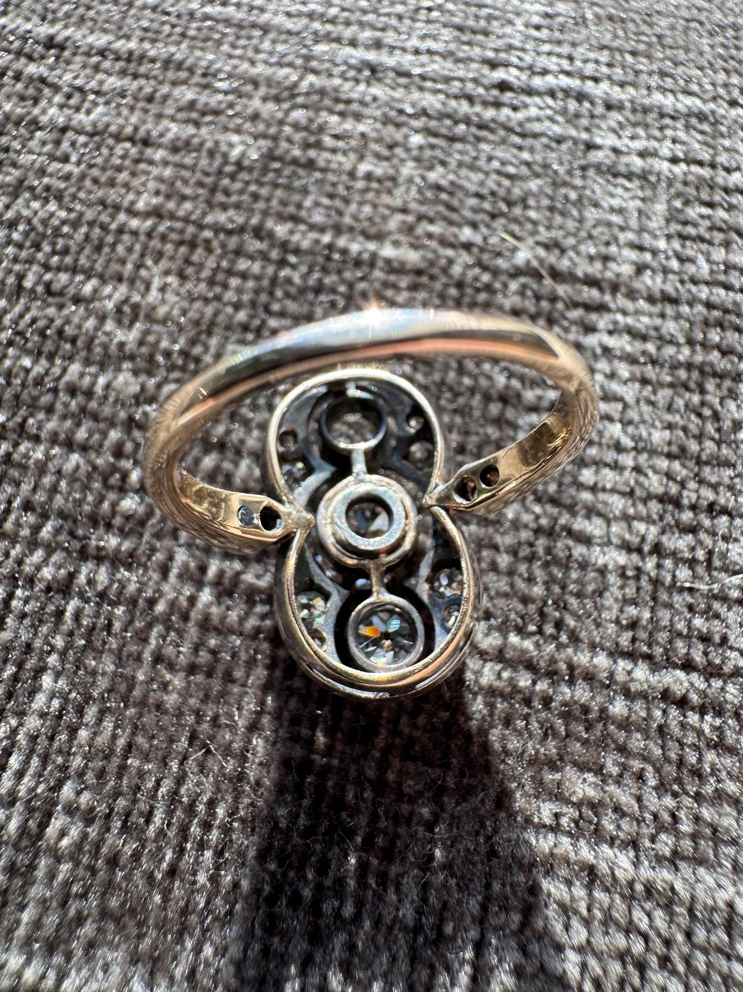 Art Nouveau 1.13 CTW Natural European Cut Diamond & 14k Solid White Gold Ring
