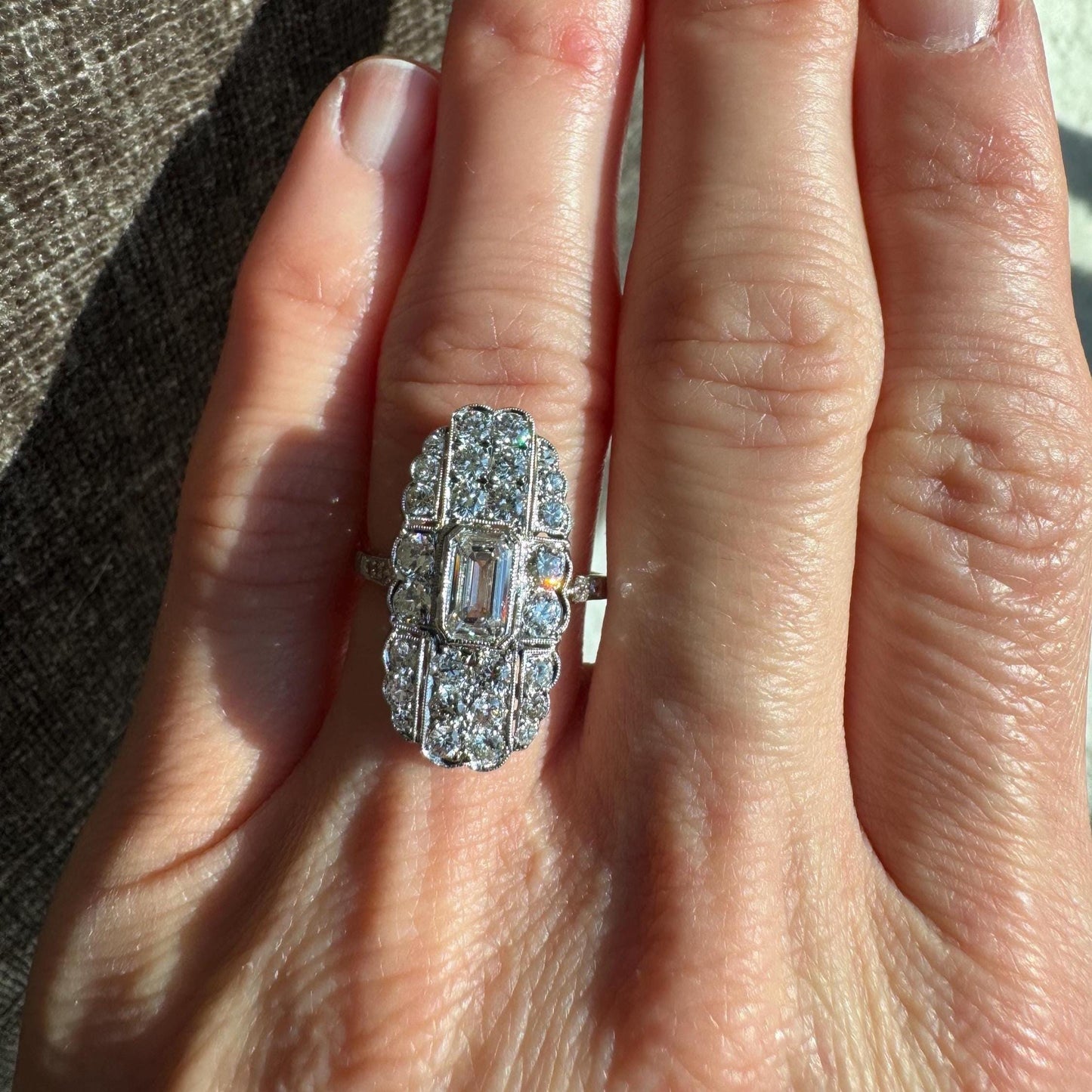 Stunning Art Deco Solid Platinum Natural 2 CTW Diamond Ring