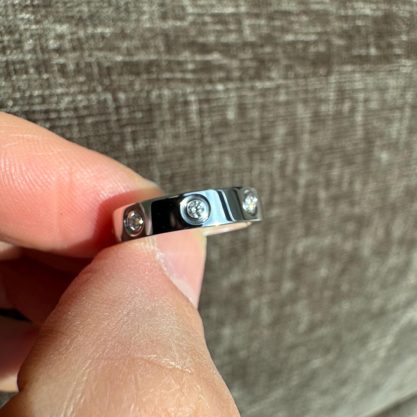 Authentic Cartier 18k White Gold 8 Diamond Love Ring