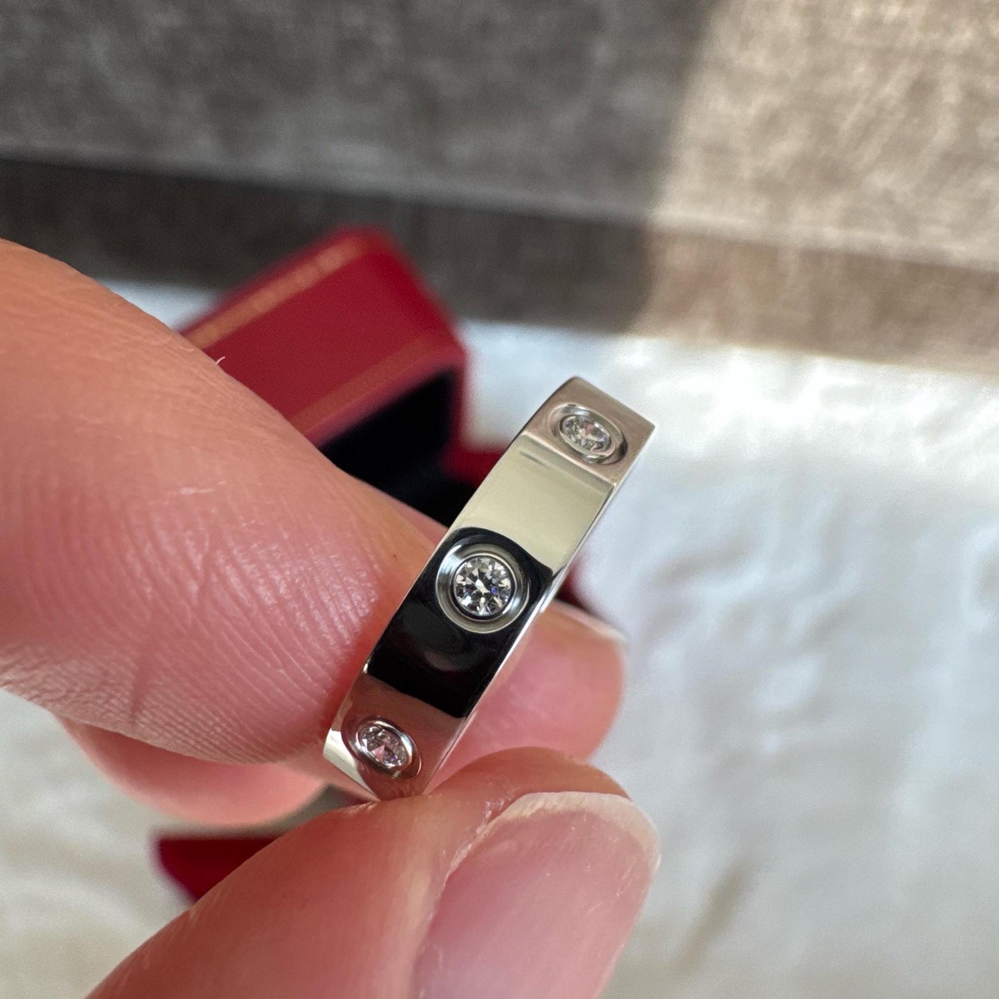 Authentic Cartier 18k White Gold 8 Diamond Love Ring