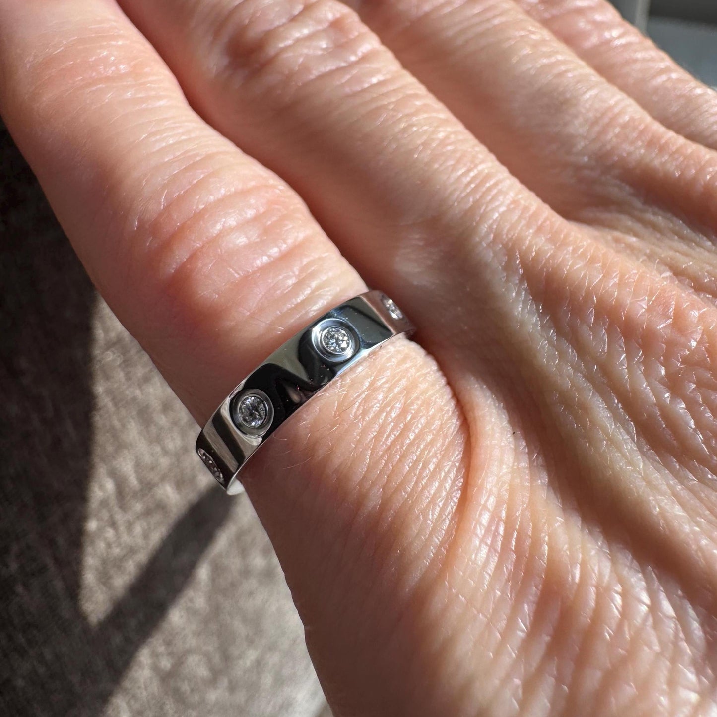 Authentic Cartier 18k White Gold 8 Diamond Love Ring
