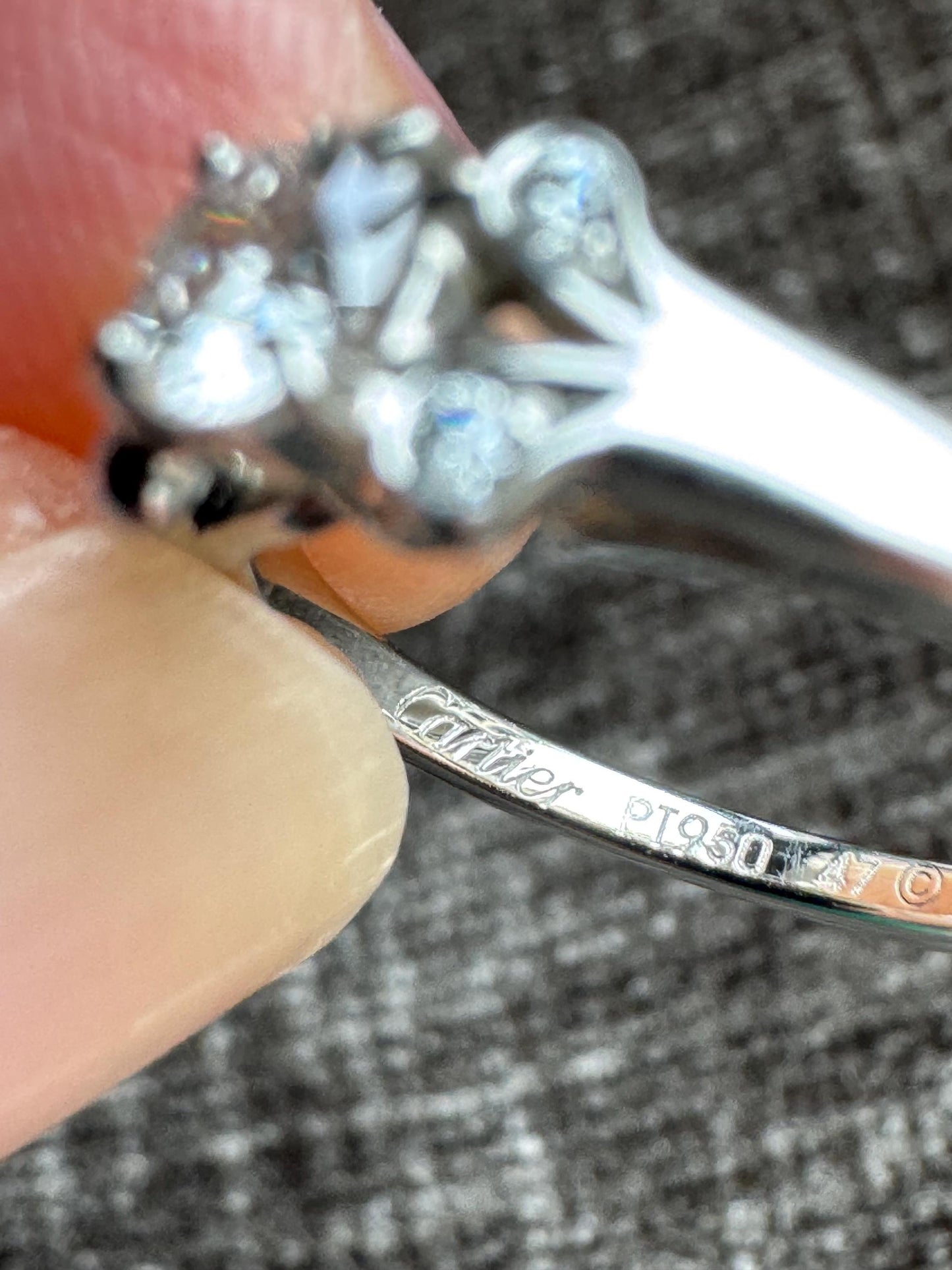 Authentic Carter Natural Diamond & Solid Platinum Ballerina Ring