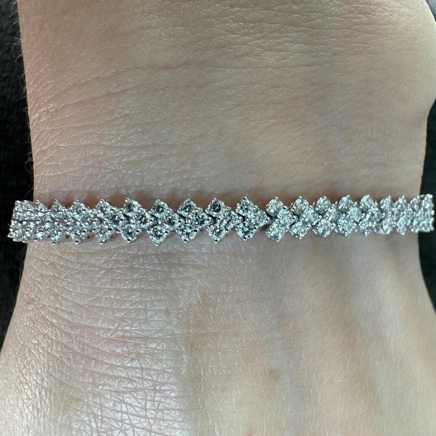 Beautiful 4 Carat Natural Diamond Bracelet in Solid 14k White Gold
