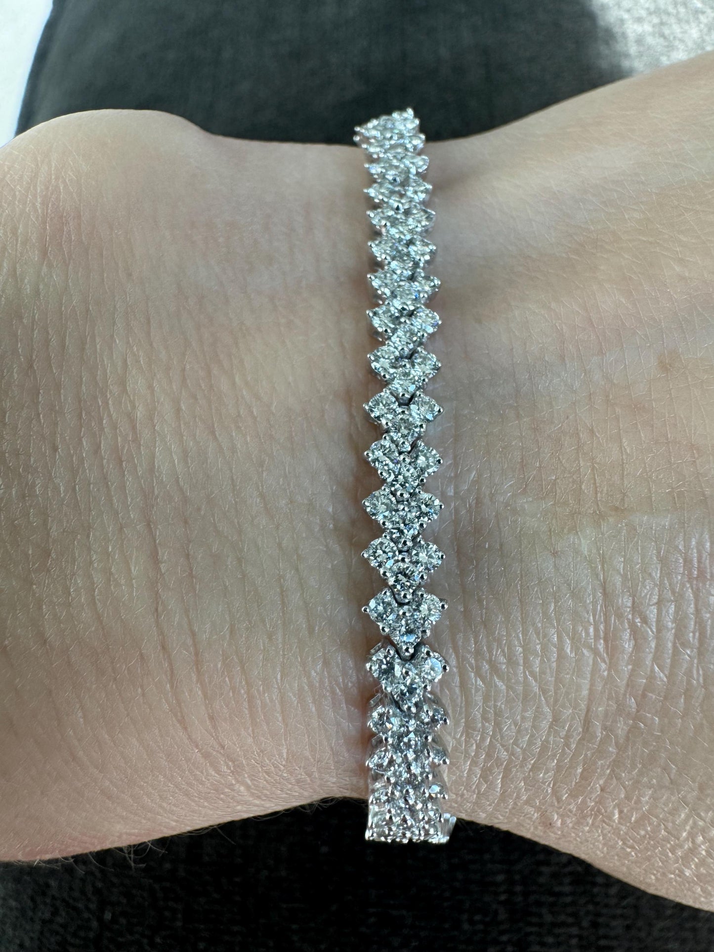 Beautiful 4 Carat Natural Diamond Bracelet in Solid 14k White Gold