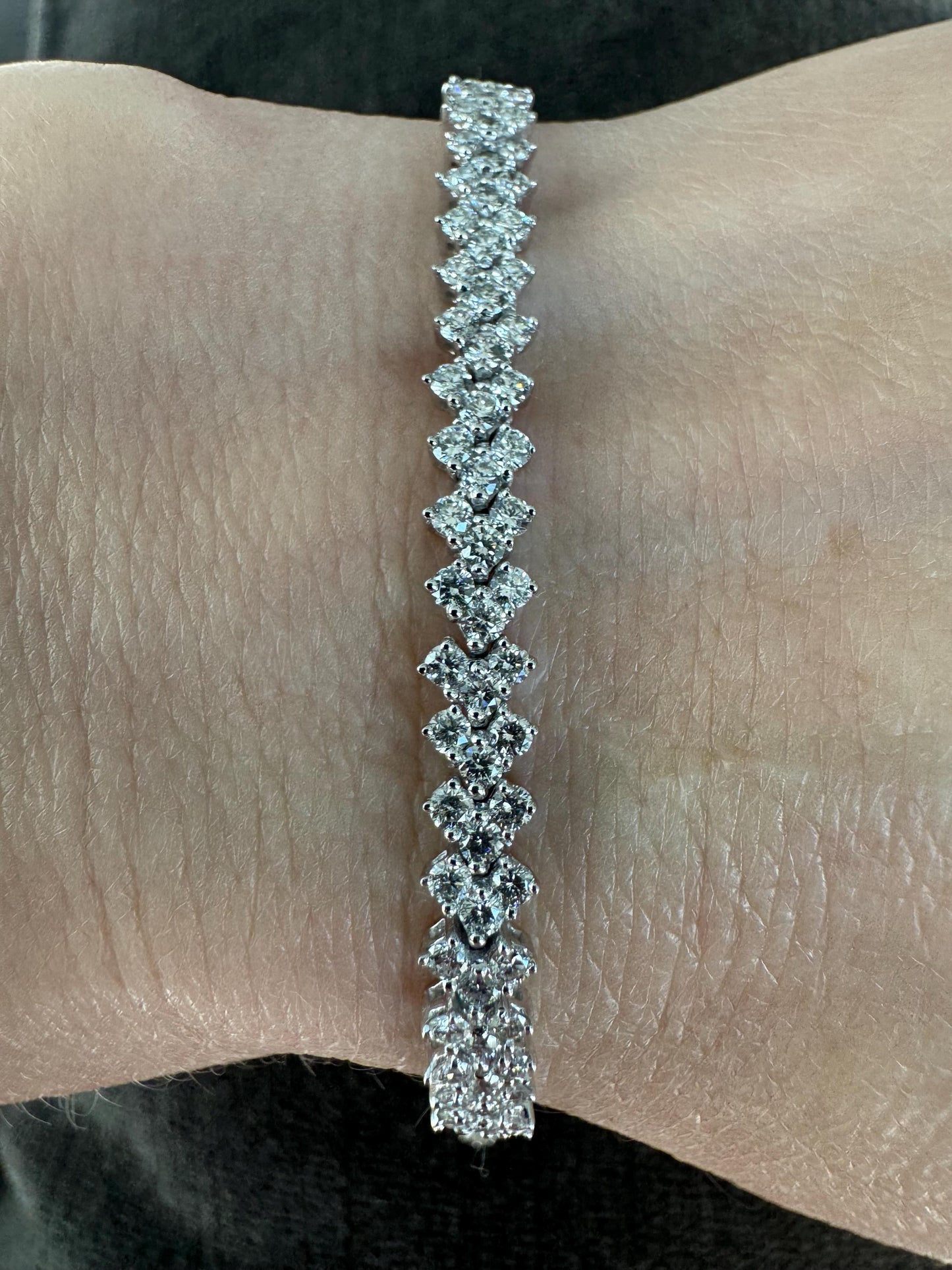 Beautiful 4 Carat Natural Diamond Bracelet in Solid 14k White Gold