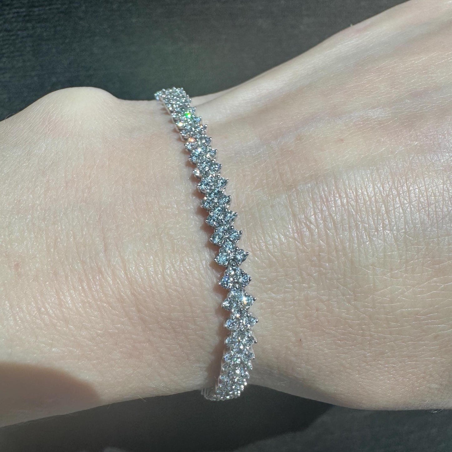 Beautiful 4 Carat Natural Diamond Bracelet in Solid 14k White Gold
