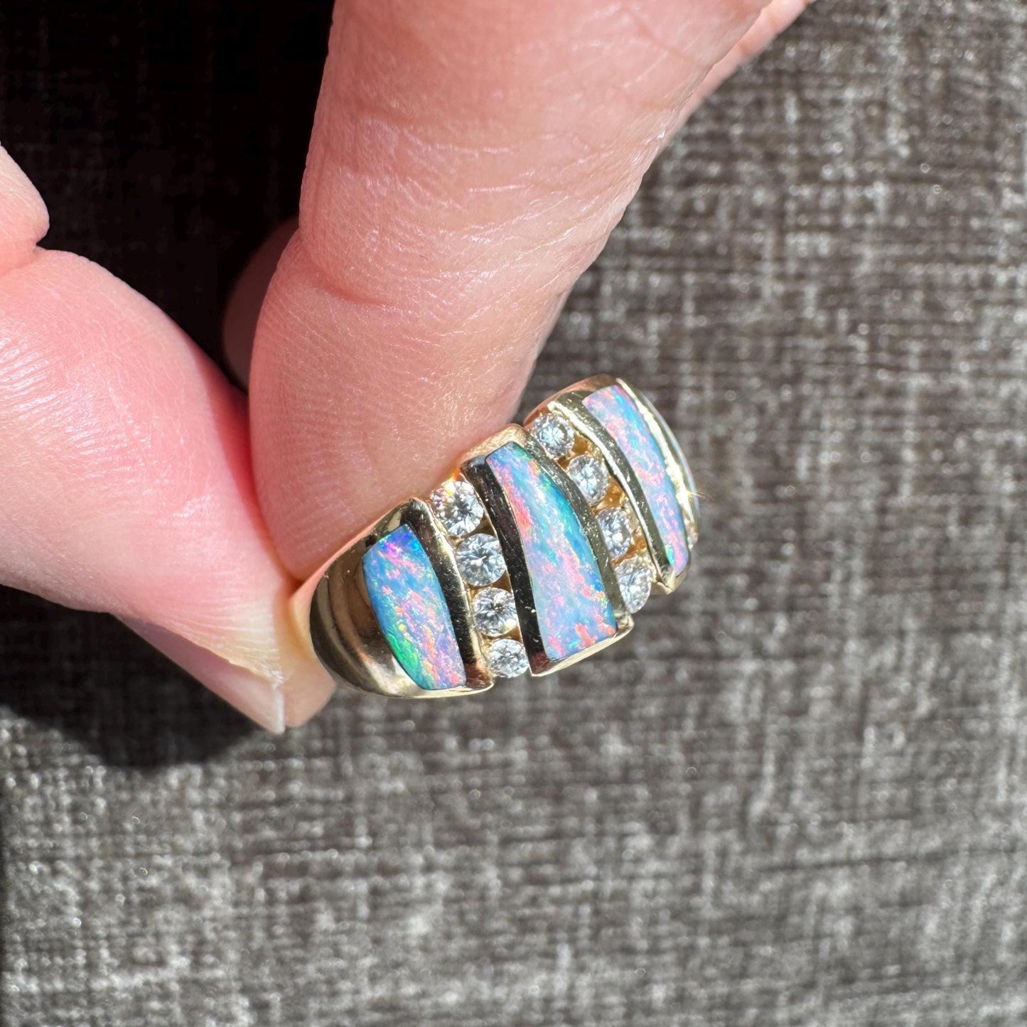 Kabana Australian Opal & Diamond Ring: 14k Gold Na Hoku Fine Jewelry