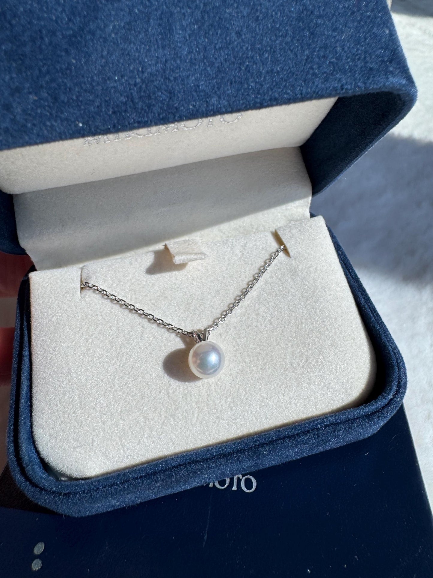 Authentic Mikimoto Akoya Cultured Pearl Pendant in 18K White Gold