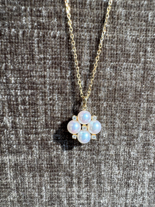 Mikimoto Akoya Pearl and Diamond Bubble Pendant – 18k Yellow Gold