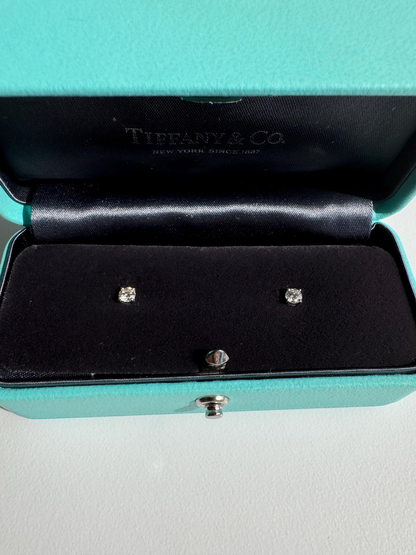 New Tiffany & Co. Platinum Diamond Stud Earrings .31ctw