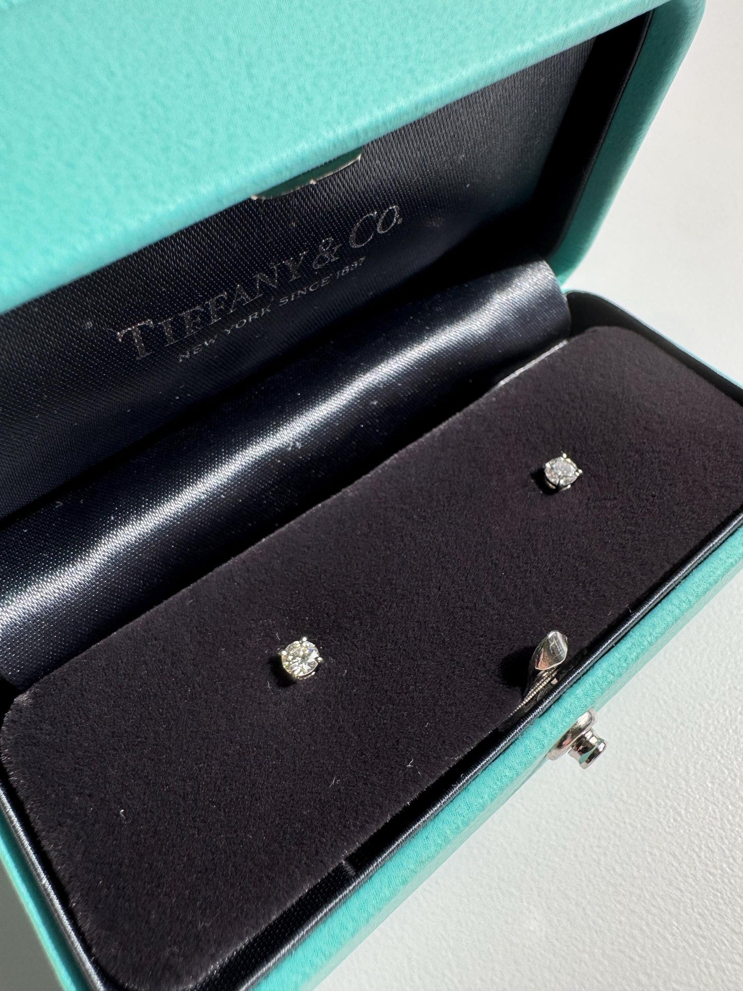New Tiffany & Co. Platinum Diamond Stud Earrings .31ctw