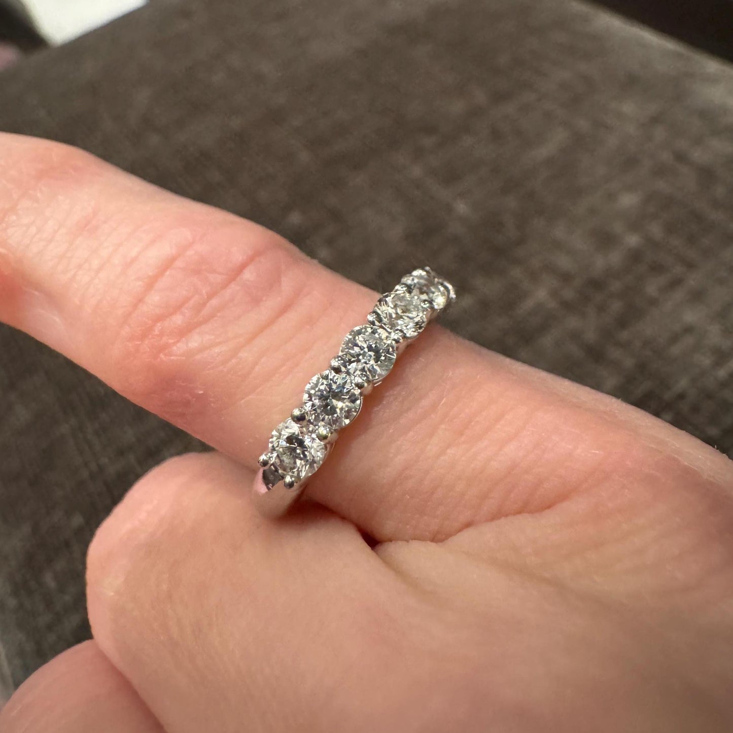 Tiffany & Co. Diamond Band Ring – Authentic 7 Stone Platinum Band, 1.25ctw, G–F Color VS Clarity, Signed Tiffany Estate Jewelry