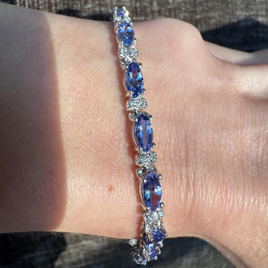 Le Vian Tanzanite & Diamond Tennis Bracelet: 14k White Gold Heirloom