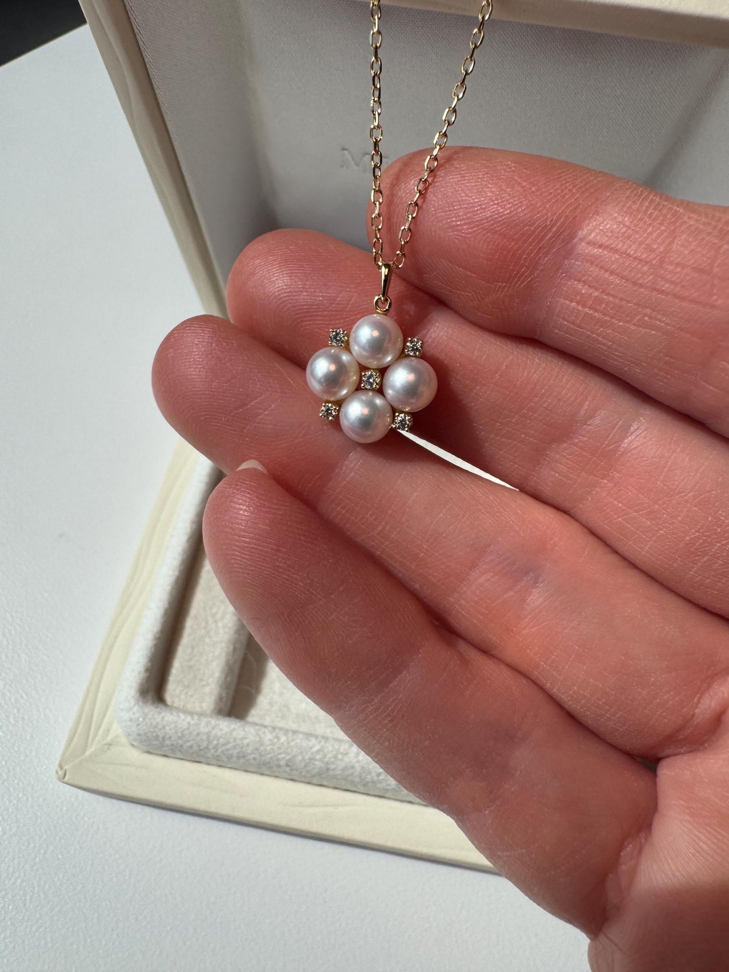 Mikimoto Akoya Pearl and Diamond Bubble Pendant – 18k Yellow Gold