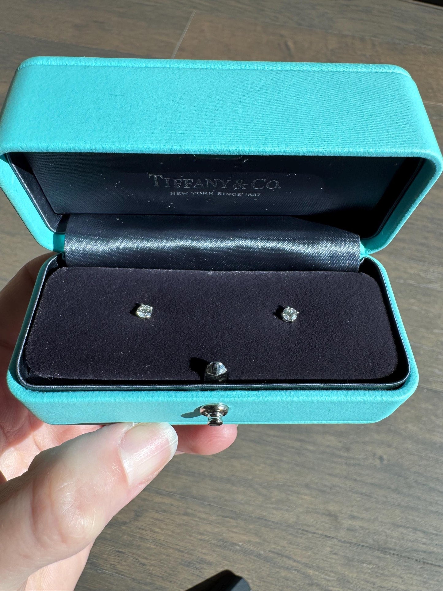 New Tiffany & Co. Platinum Diamond Stud Earrings .31ctw