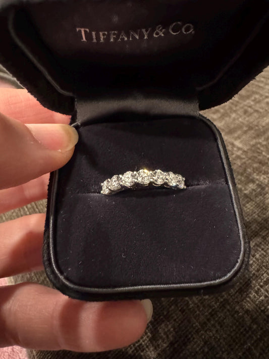 Tiffany & Co. Diamond Band Ring – Authentic 7 Stone Platinum Band, 1.25ctw, G–F Color VS Clarity, Signed Tiffany Estate Jewelry
