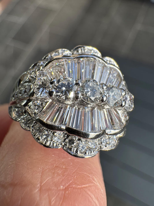 Vintage Platinum Diamond Cocktail Ring