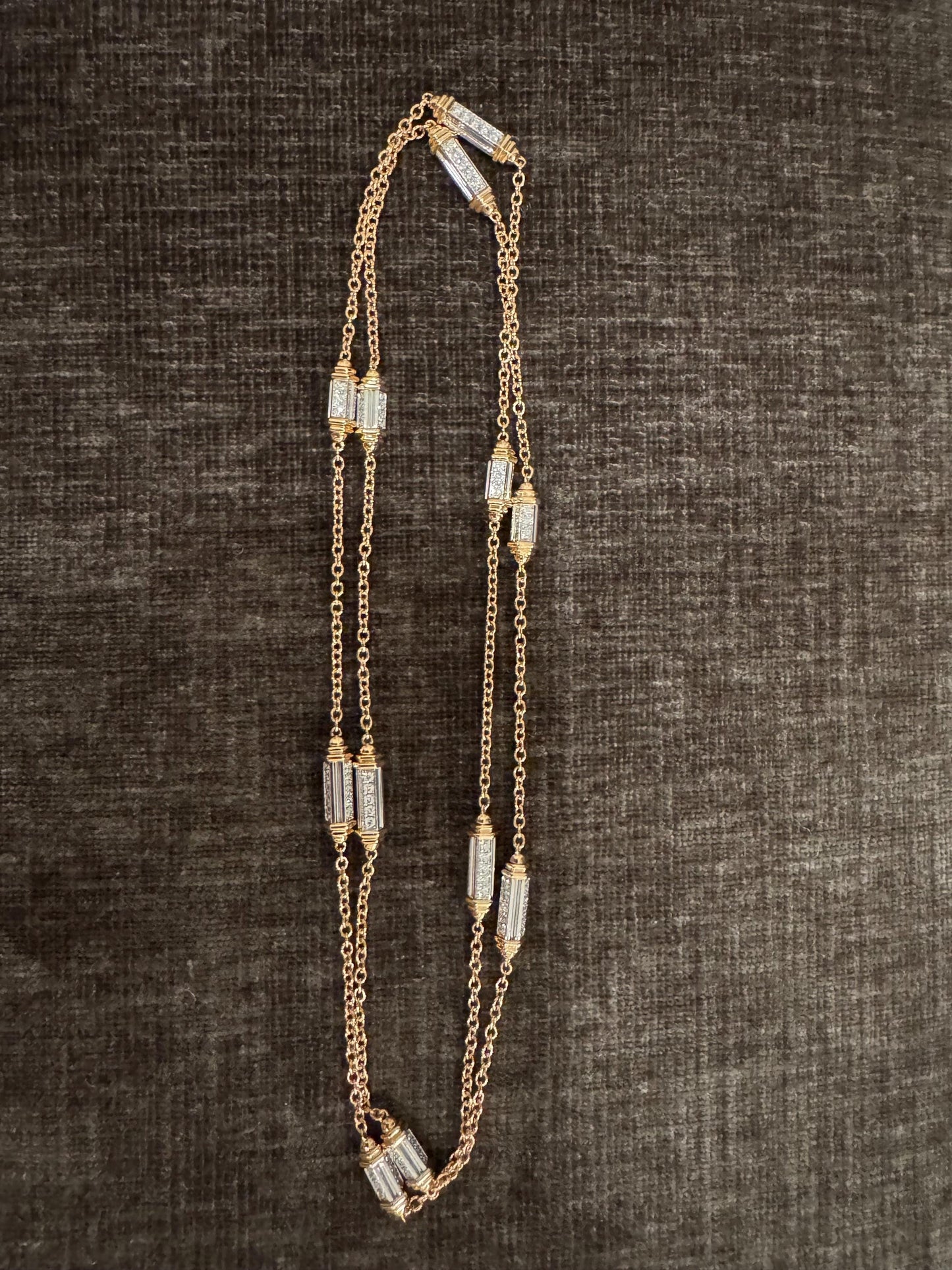 Vintage 18k Yellow & White Gold Picchiotti Diamond Station Necklace