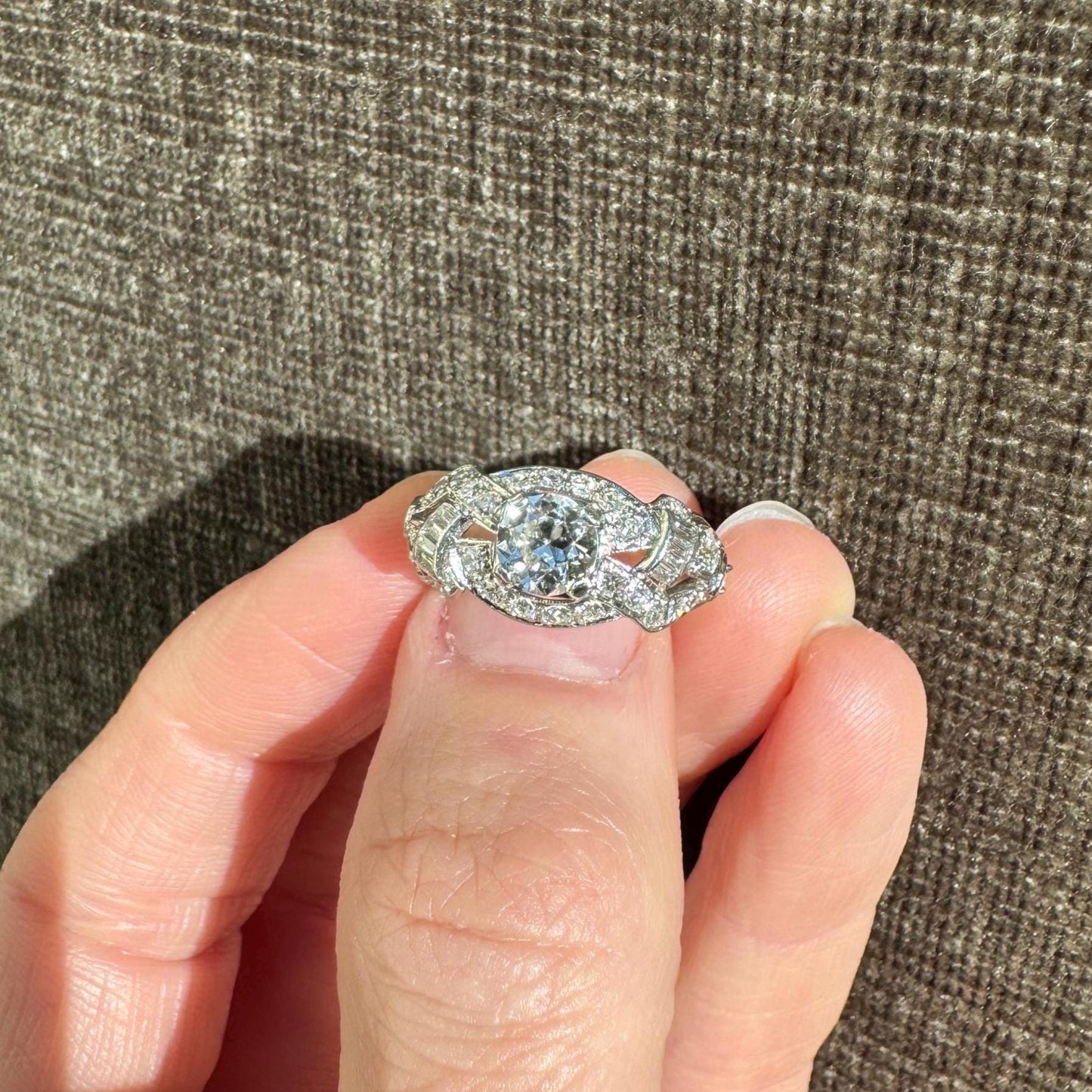 Platinum Vintage Old Mine Cut Diamond Ring – GIA Certified
