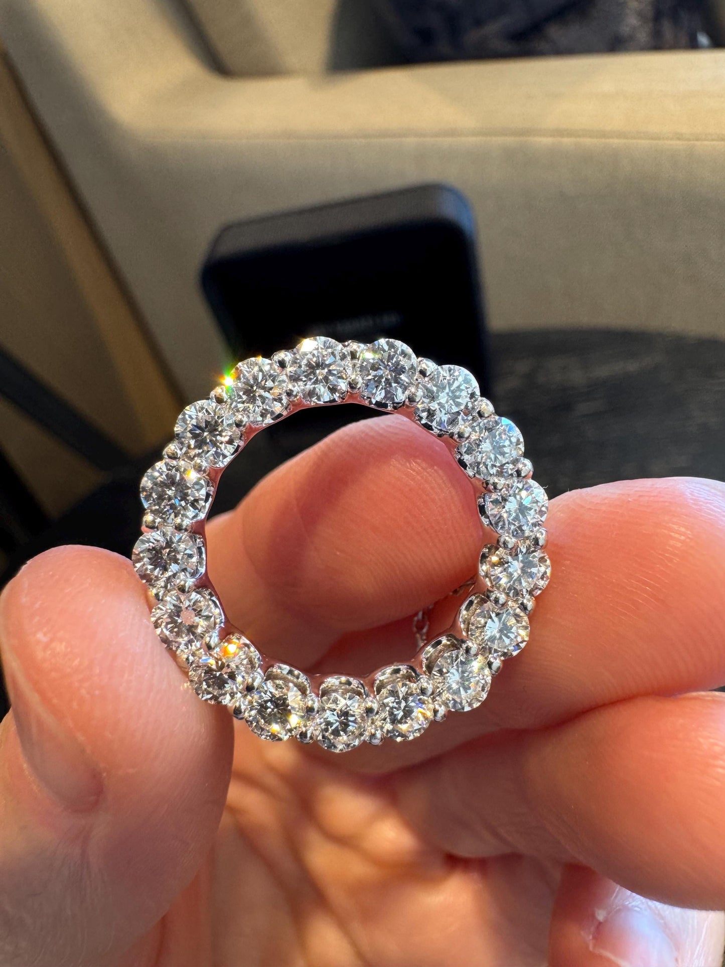 XIV Karats Ltd 14K White Gold 4.00 CTW Natural Diamond Eternity Circle Pendant Necklace