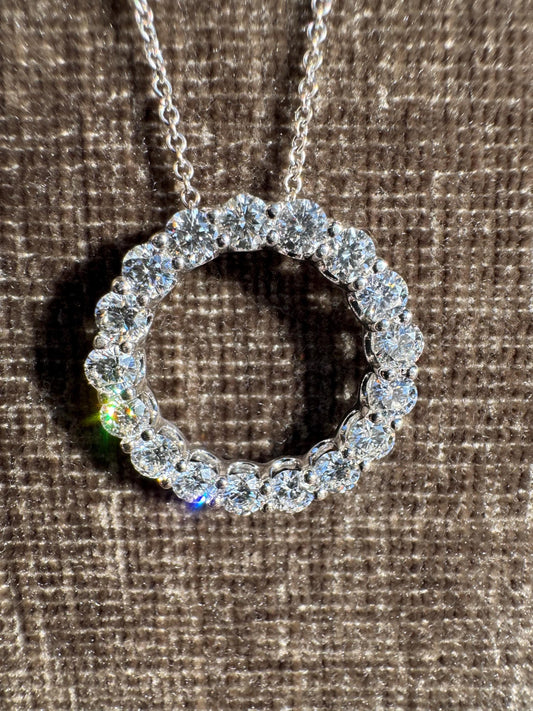 XIV Karats Ltd 14K White Gold 4.00 CTW Natural Diamond Eternity Circle Pendant Necklace