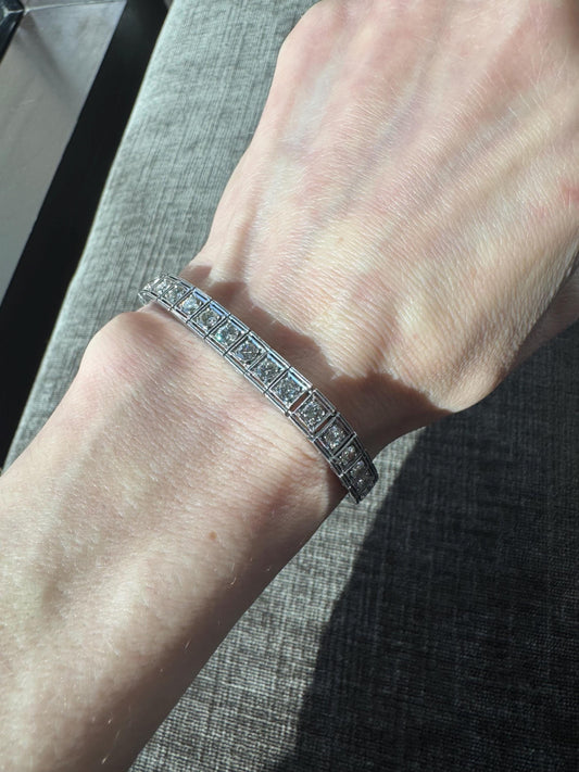 Art Deco Platinum Diamond Line Bracelet 6.60 CTW | Vintage Estate G VS1 Milgrain Edging