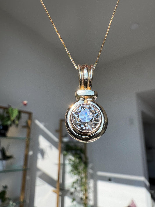 Antique 14K Yellow Gold Old Cut Diamond Pendant