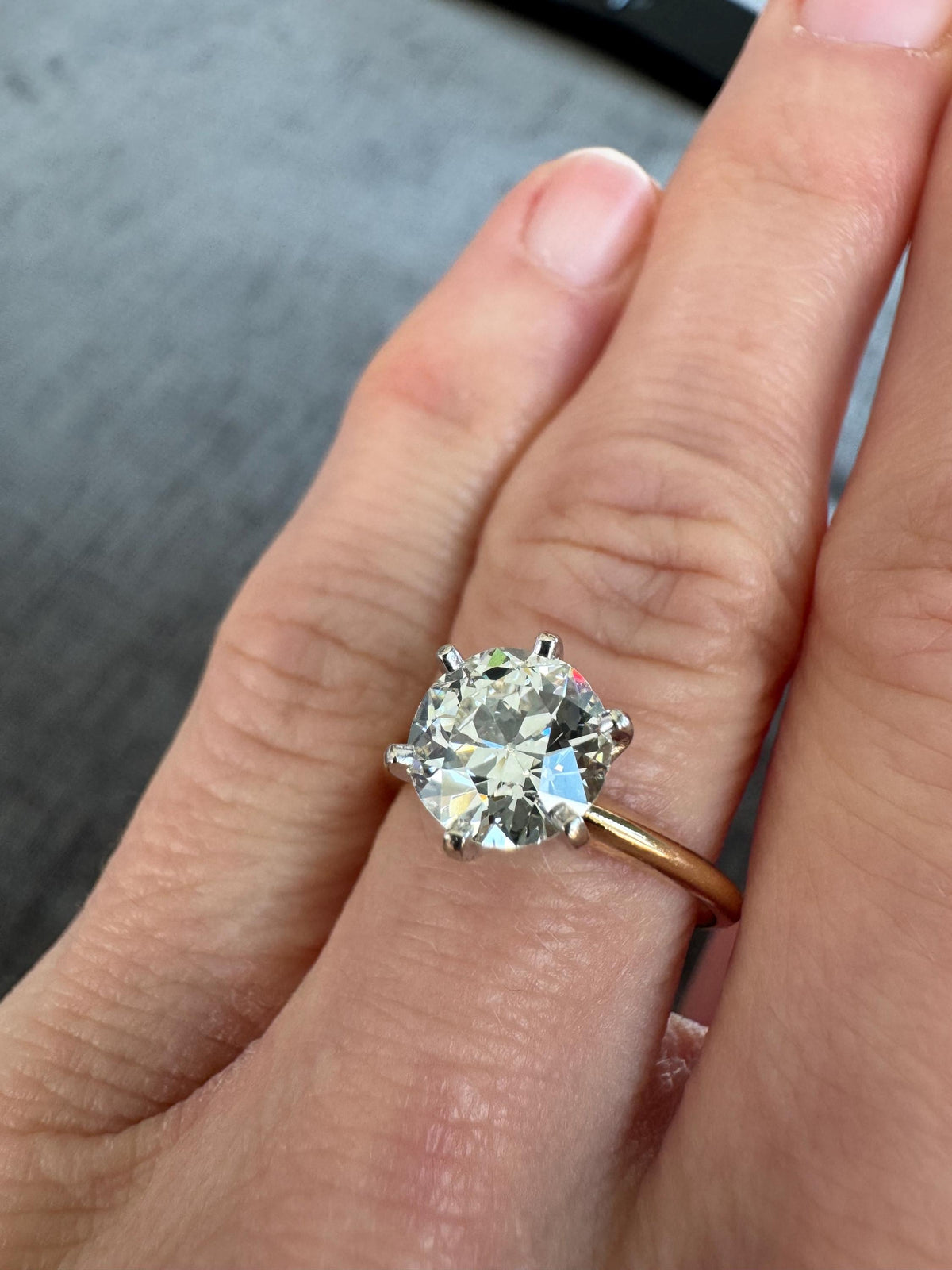 Antique Two-Tone 14K Gold Old European Cut Diamond Solitaire Ring (1.80 CT)
