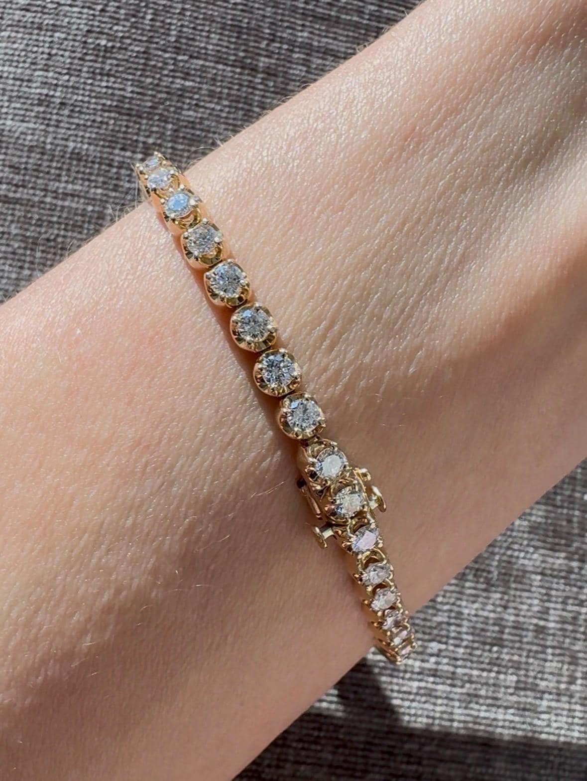 5 CTW Natural Diamond Tennis Bracelet | 14K Yellow Gold Estate Jewelry