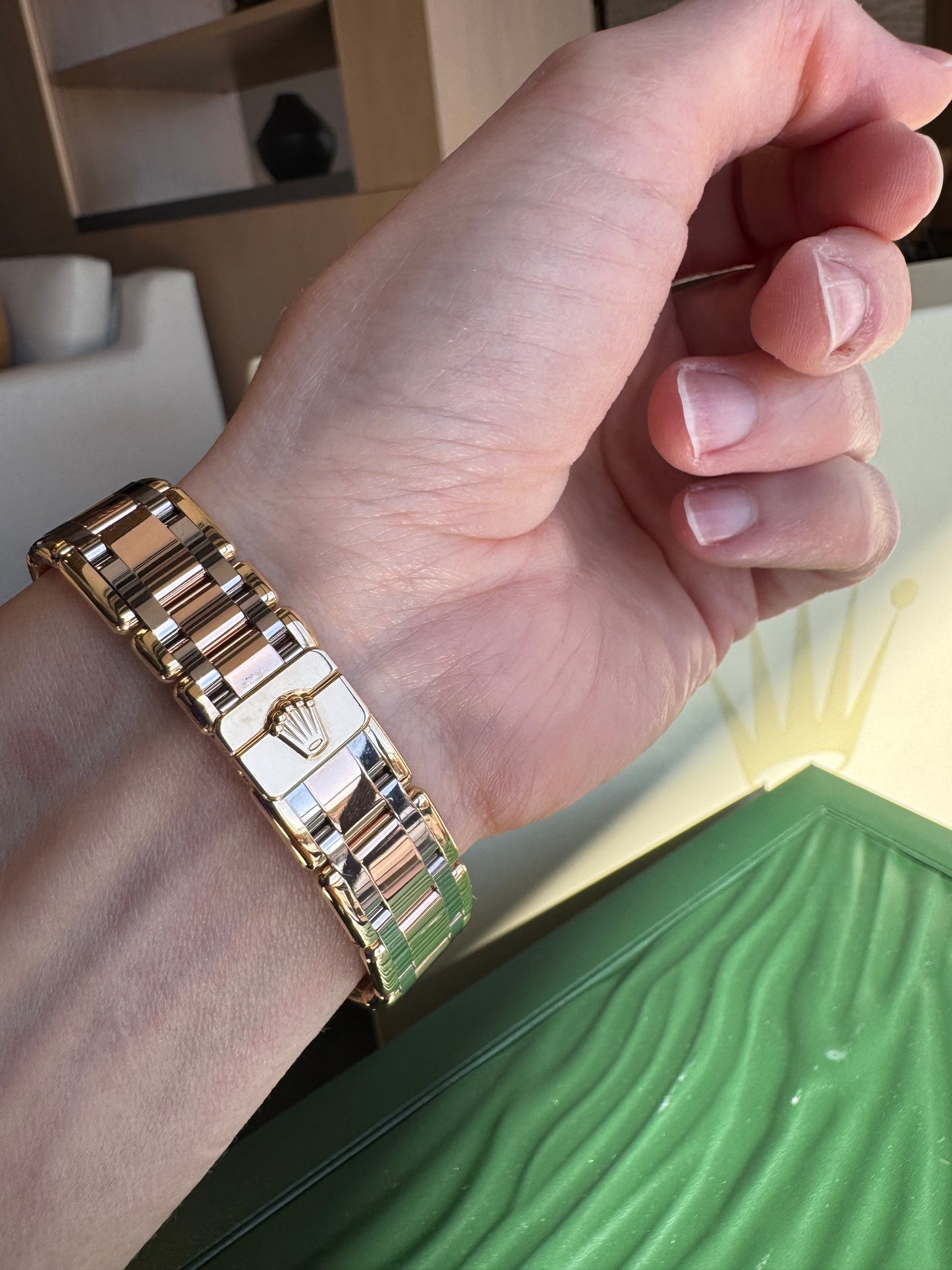 Rolex Pearlmaster Masterpiece 29mm Tridor Gold Diamond Watch | Ref 80298 | Steel Diamond Dial | 32 Diamond Bezel | Luxury Rolex Ladies Watch