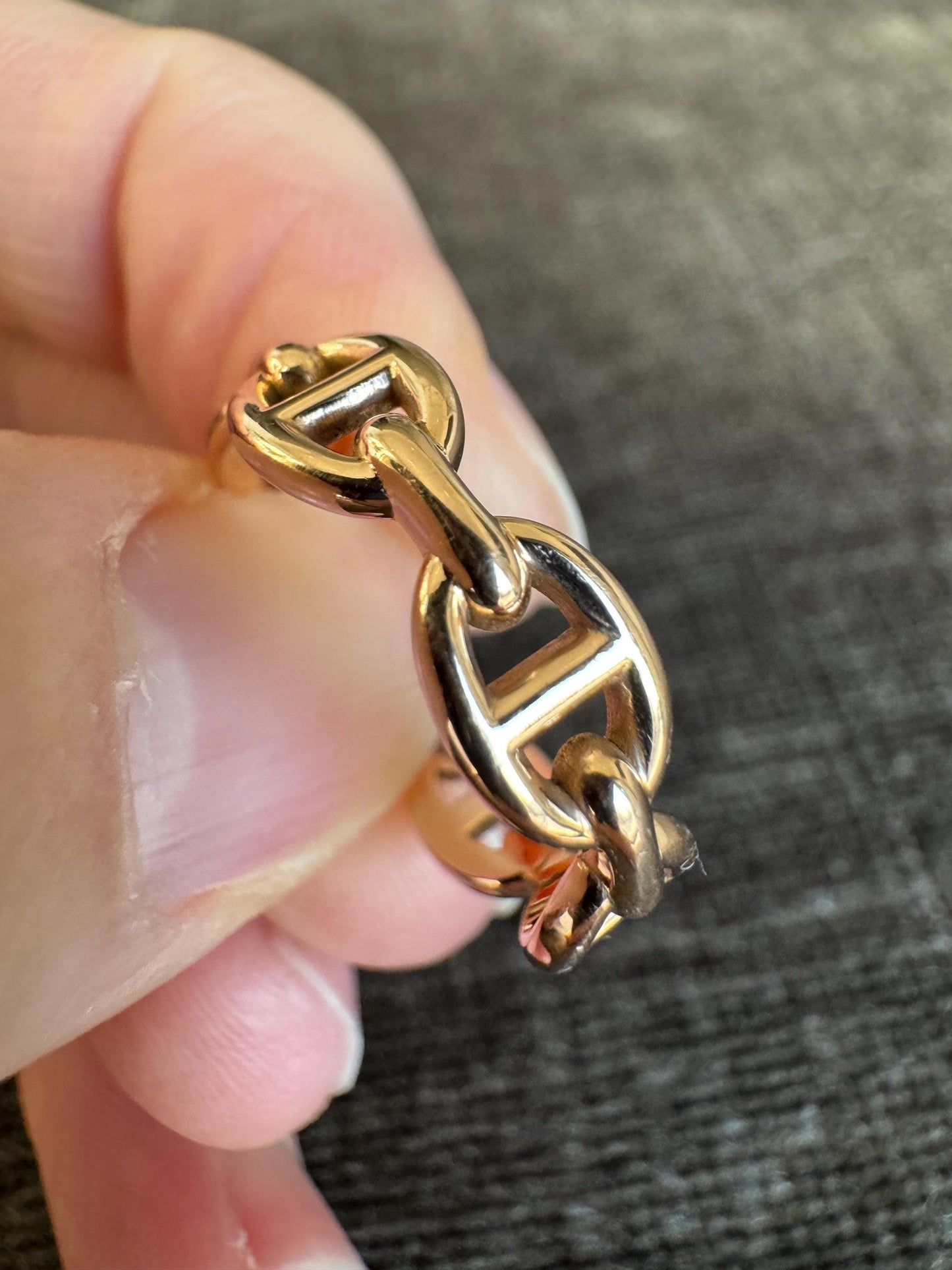 Authentic Hermès Chaine d’Ancre Enchaînée Ring — Small Model | 18k Rose Gold