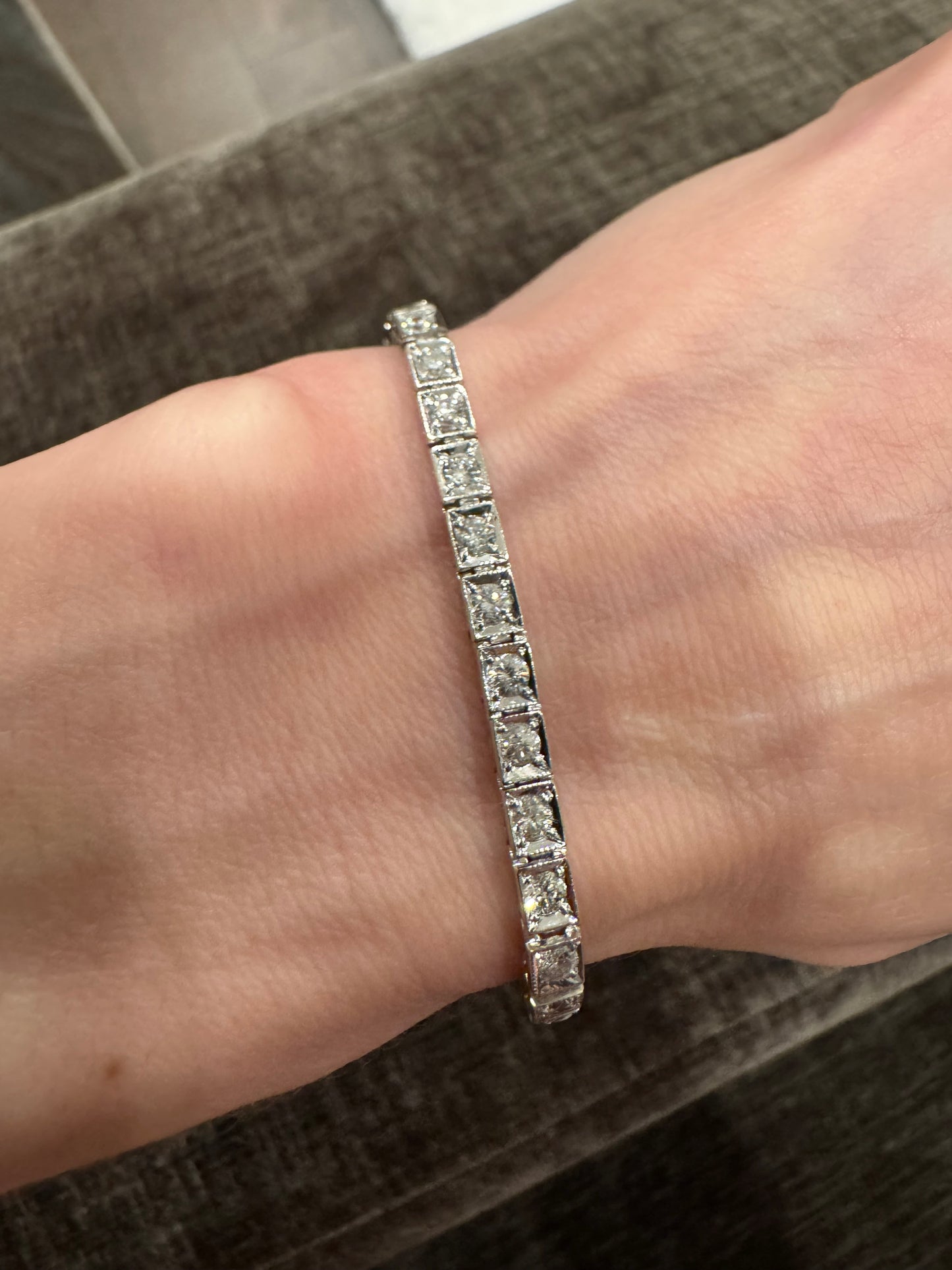 14k Solid White Gold & Natural Diamond Tennis Bracelet