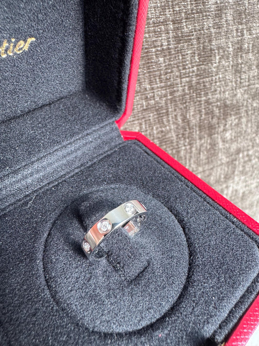 Authentic Cartier 18k White Gold 8 Diamond Love Ring