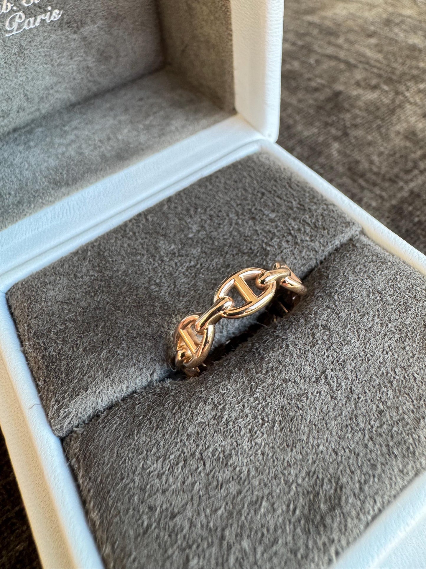 Authentic Hermès Chaine d’Ancre Enchaînée Ring — Small Model | 18k Rose Gold