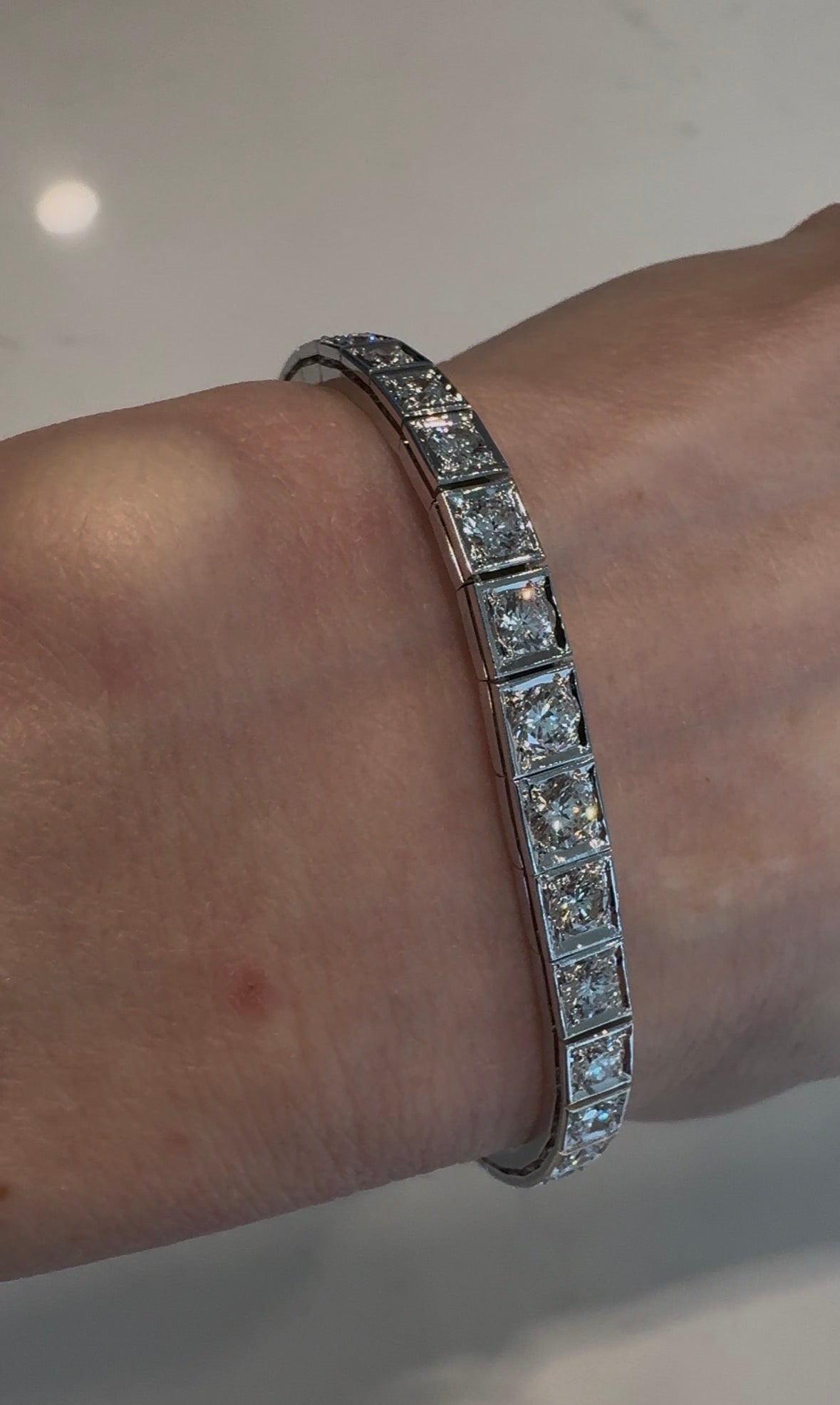 Vintage 14k Solid White Gold & 3.06 Carat Natural Diamond Bracelet