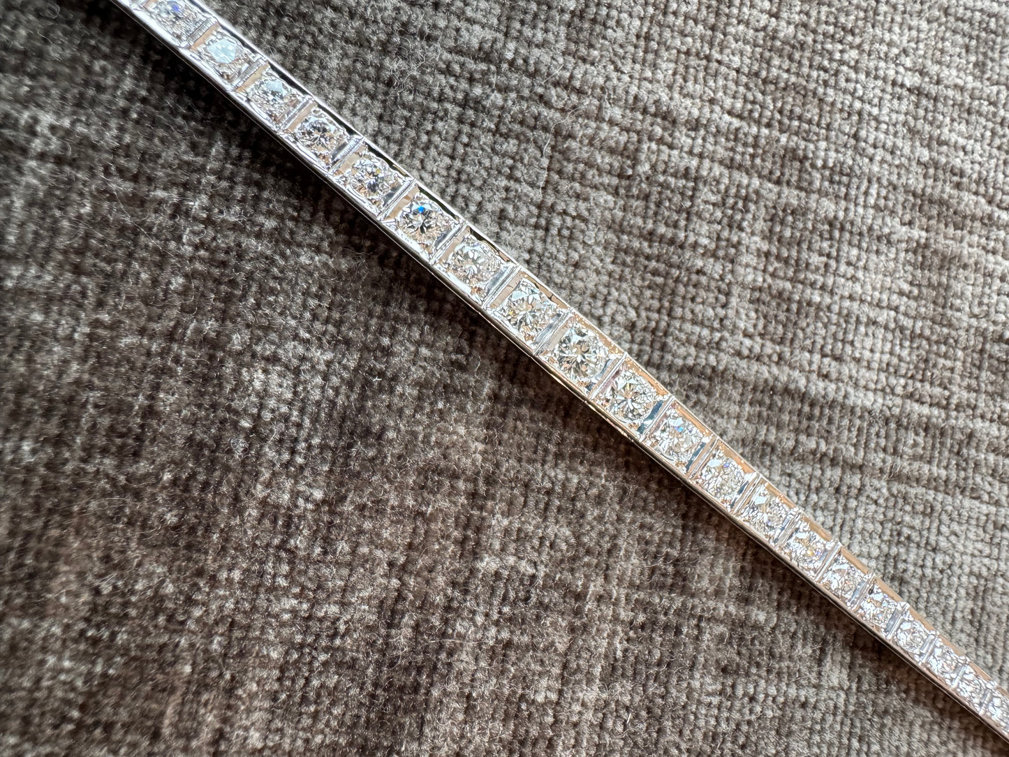Vintage 14k Solid White Gold & 3.06 Carat Natural Diamond Bracelet