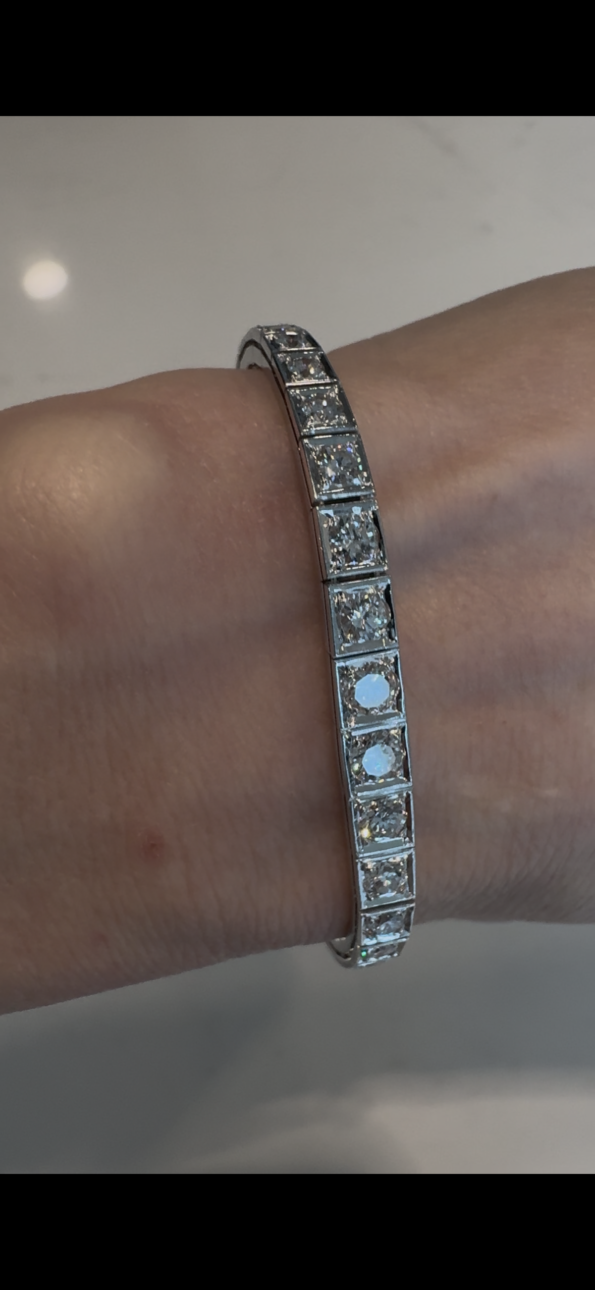Vintage 14k Solid White Gold & 3.06 Carat Natural Diamond Bracelet
