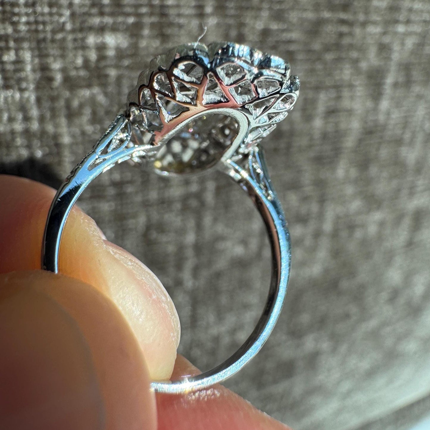 Stunning Art Deco Solid Platinum Natural 2 CTW Diamond Ring