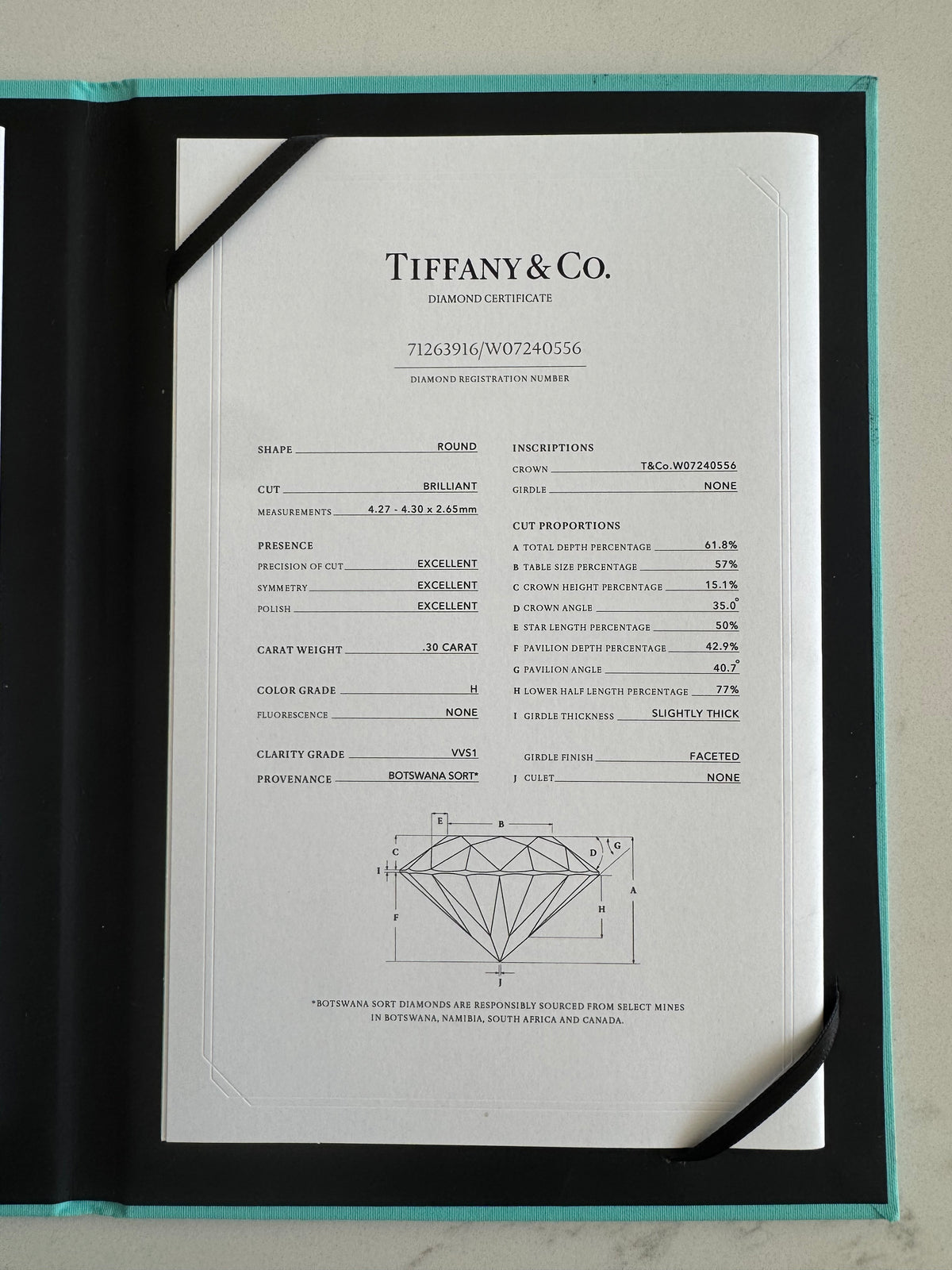 Tiffany & Co. 0.60 CTW Diamond Stud Earrings | H VVS1 VVS2 | Platinum PT950 | Tiffany Diamond Certificates & Box