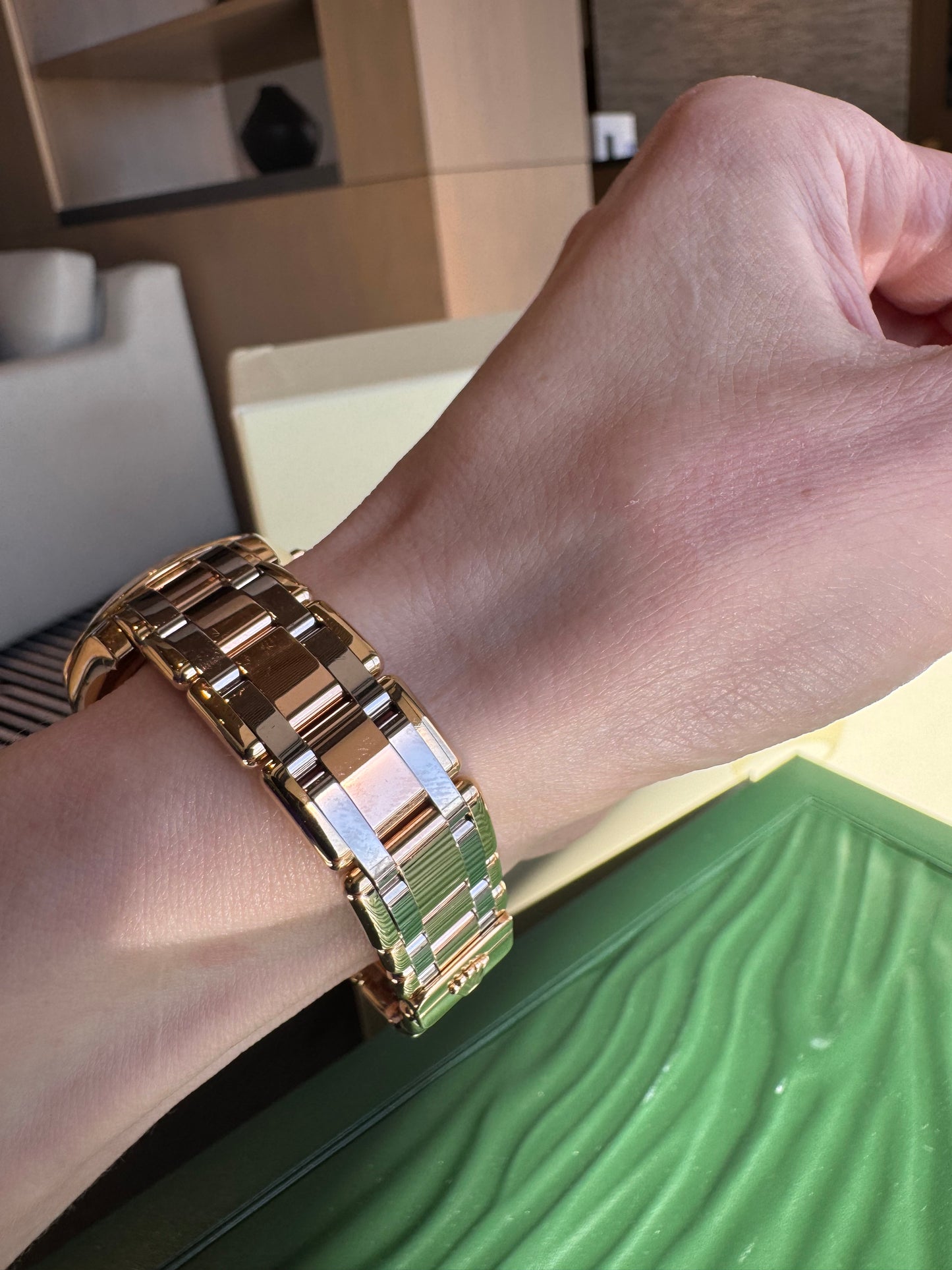 Rolex Pearlmaster Masterpiece 29mm Tridor Gold Diamond Watch | Ref 80298 | Steel Diamond Dial | 32 Diamond Bezel | Luxury Rolex Ladies Watch