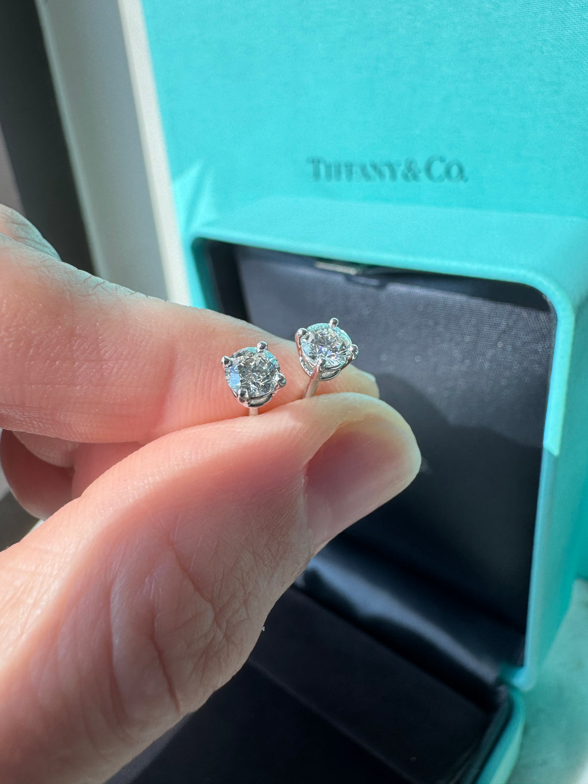 Tiffany & Co. 0.60 CTW Diamond Stud Earrings | H VVS1 VVS2 | Platinum PT950 | Tiffany Diamond Certificates & Box