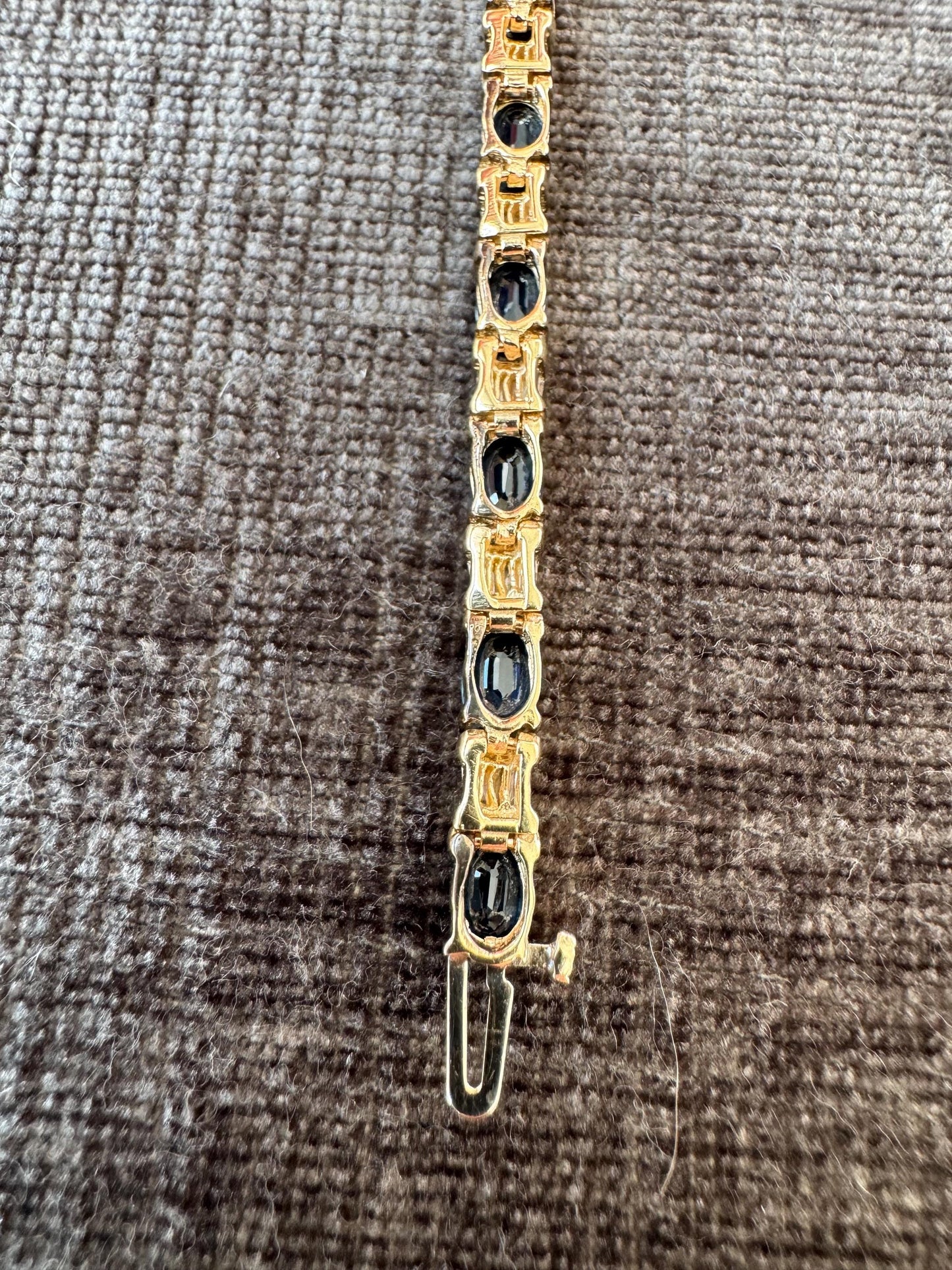 Solid 14k Yellow Gold Natural 10 Carat Sapphire & 2 Carat Diamond Bracelet