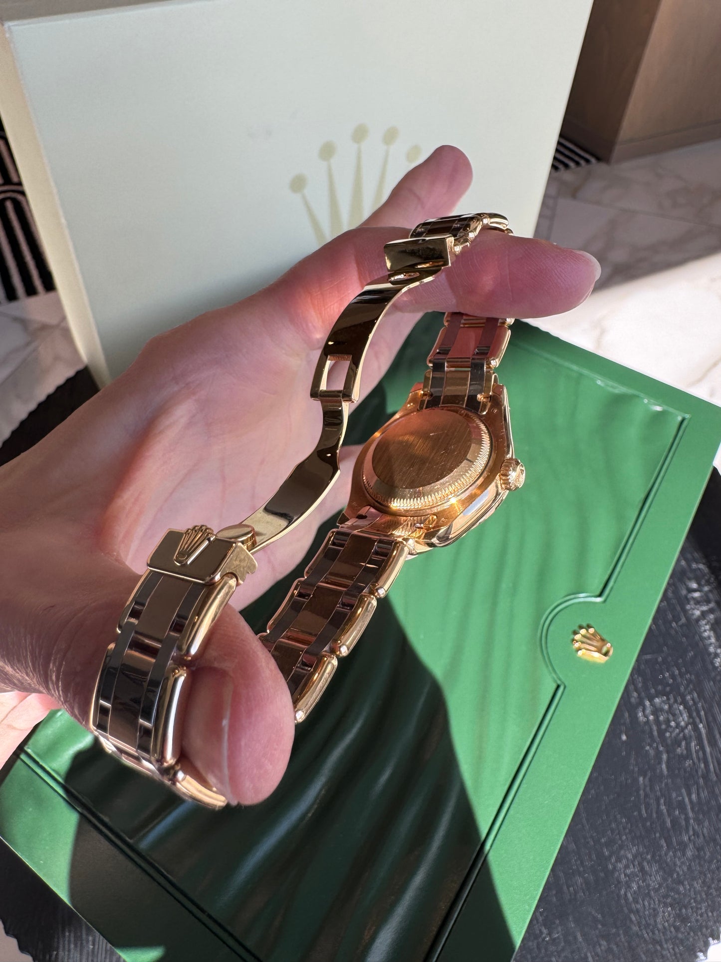 Rolex Pearlmaster Masterpiece 29mm Tridor Gold Diamond Watch | Ref 80298 | Steel Diamond Dial | 32 Diamond Bezel | Luxury Rolex Ladies Watch