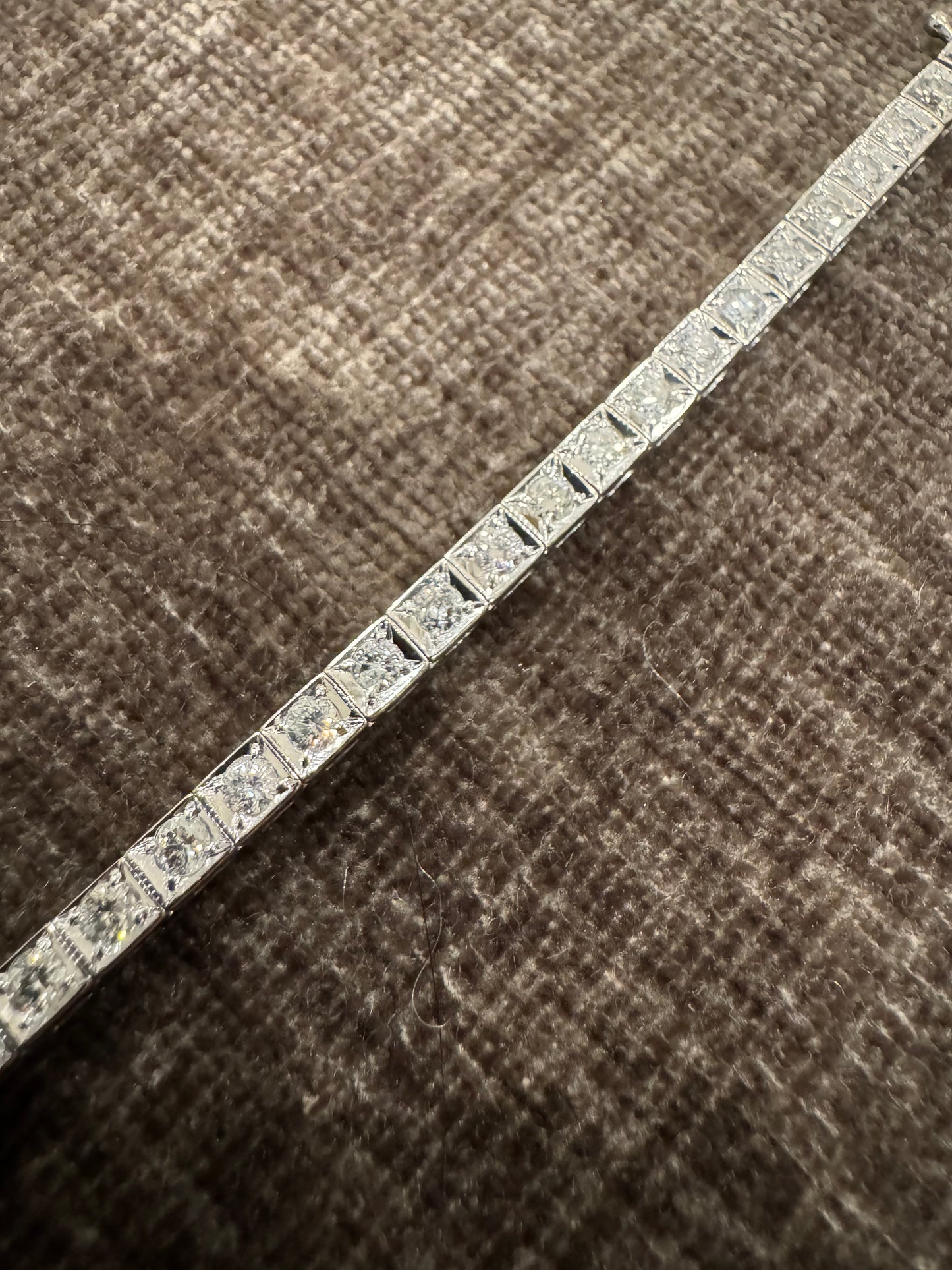 14k Solid White Gold & Natural Diamond Tennis Bracelet