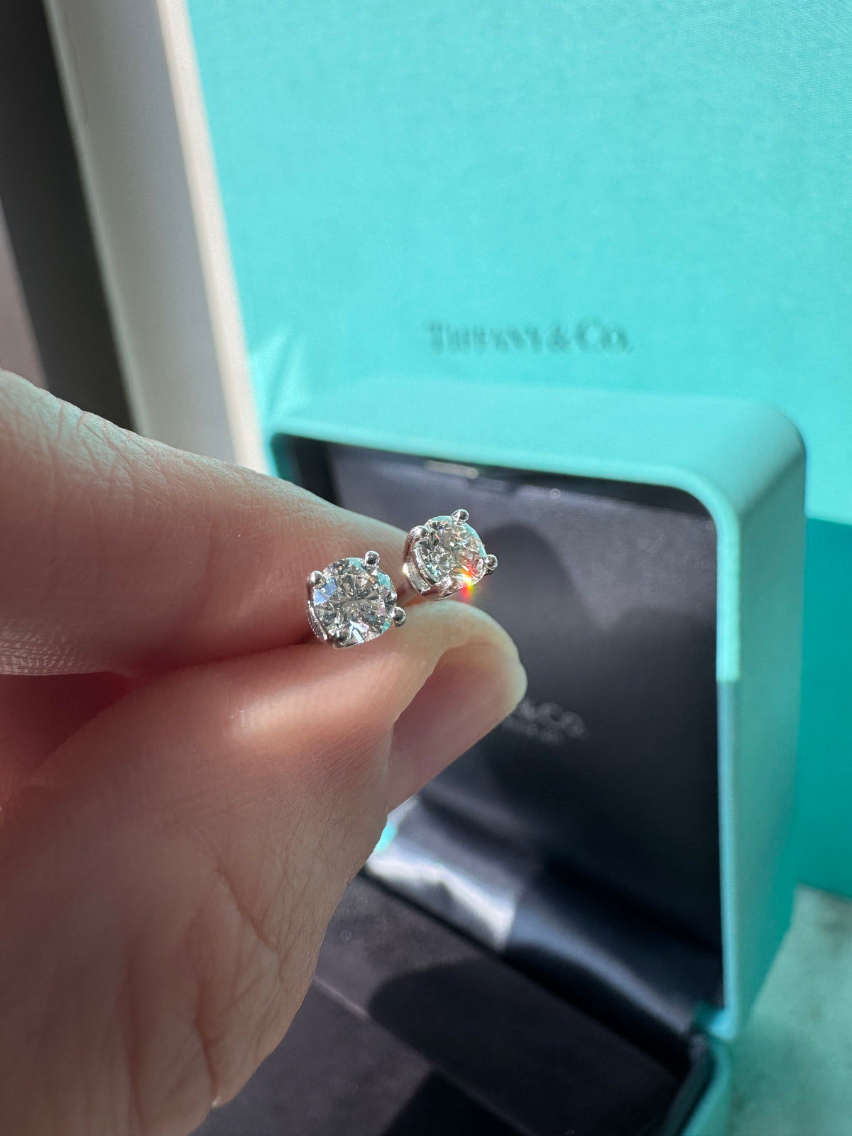 Tiffany & Co. 0.60 CTW Diamond Stud Earrings | H VVS1 VVS2 | Platinum PT950 | Tiffany Diamond Certificates & Box