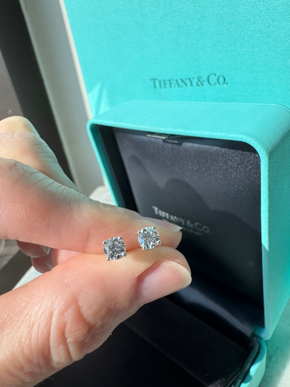 Tiffany & Co. 0.60 CTW Diamond Stud Earrings | H VVS1 VVS2 | Platinum PT950 | Tiffany Diamond Certificates & Box